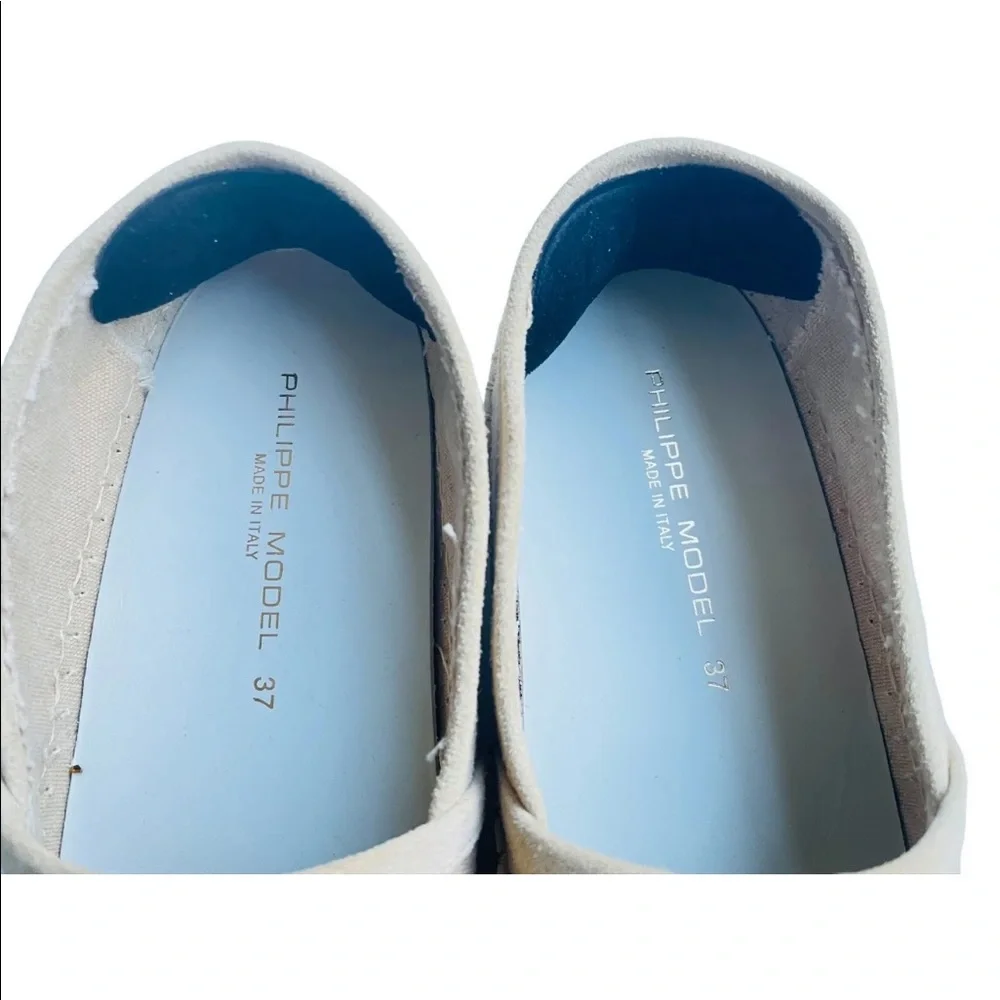 Philippe Mode Paris Canvas Womens Sz 37 US 7 Nude Loafers - Picture 7 of 8